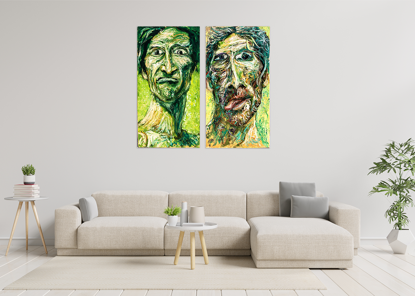 זוג תמונת שמן על קנבס אינדיאני חצוף - מלכיט - לבחור, לעצב, להדפיס