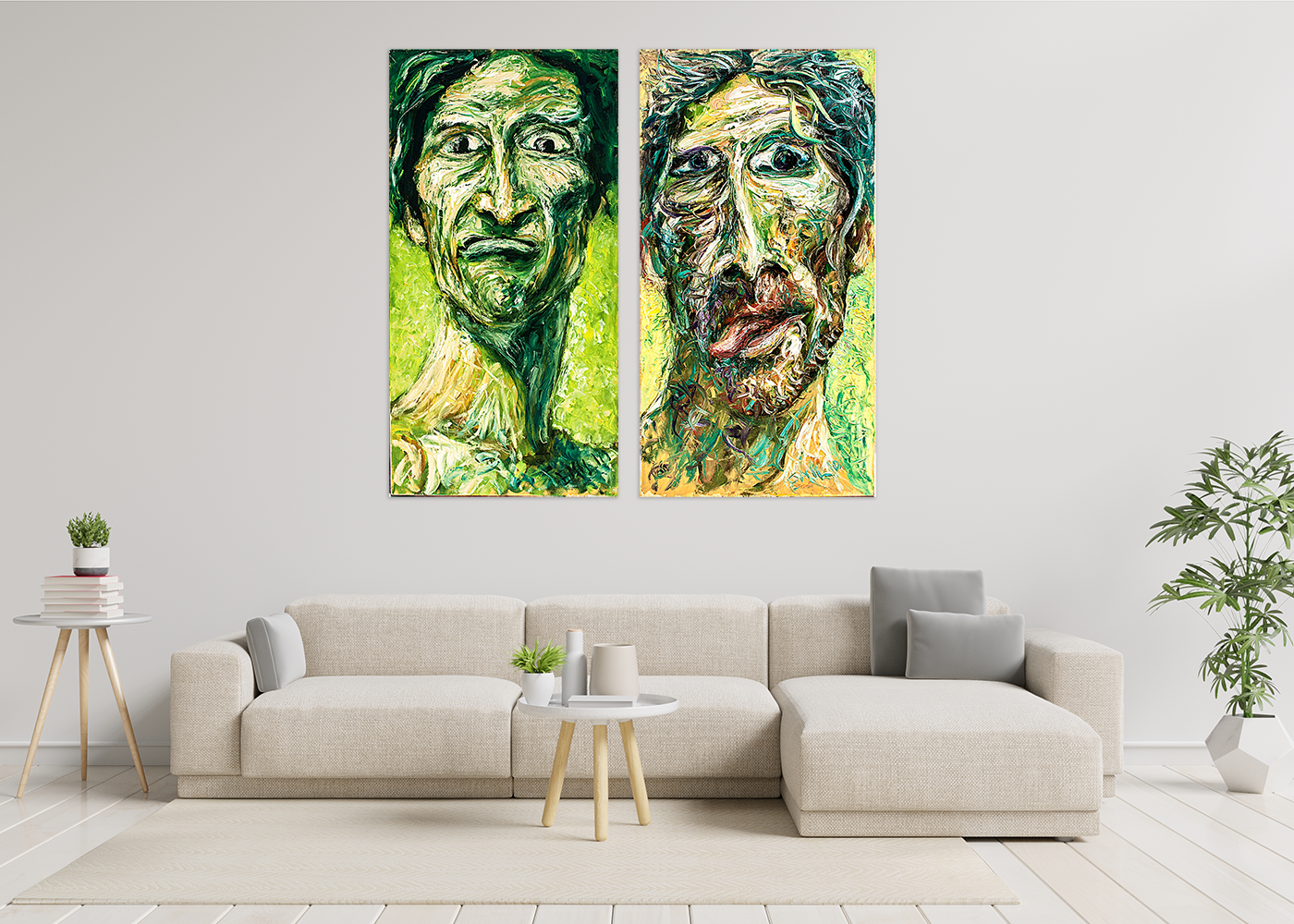 זוג תמונת שמן על קנבס אינדיאני חצוף - מלכיט - לבחור, לעצב, להדפיס