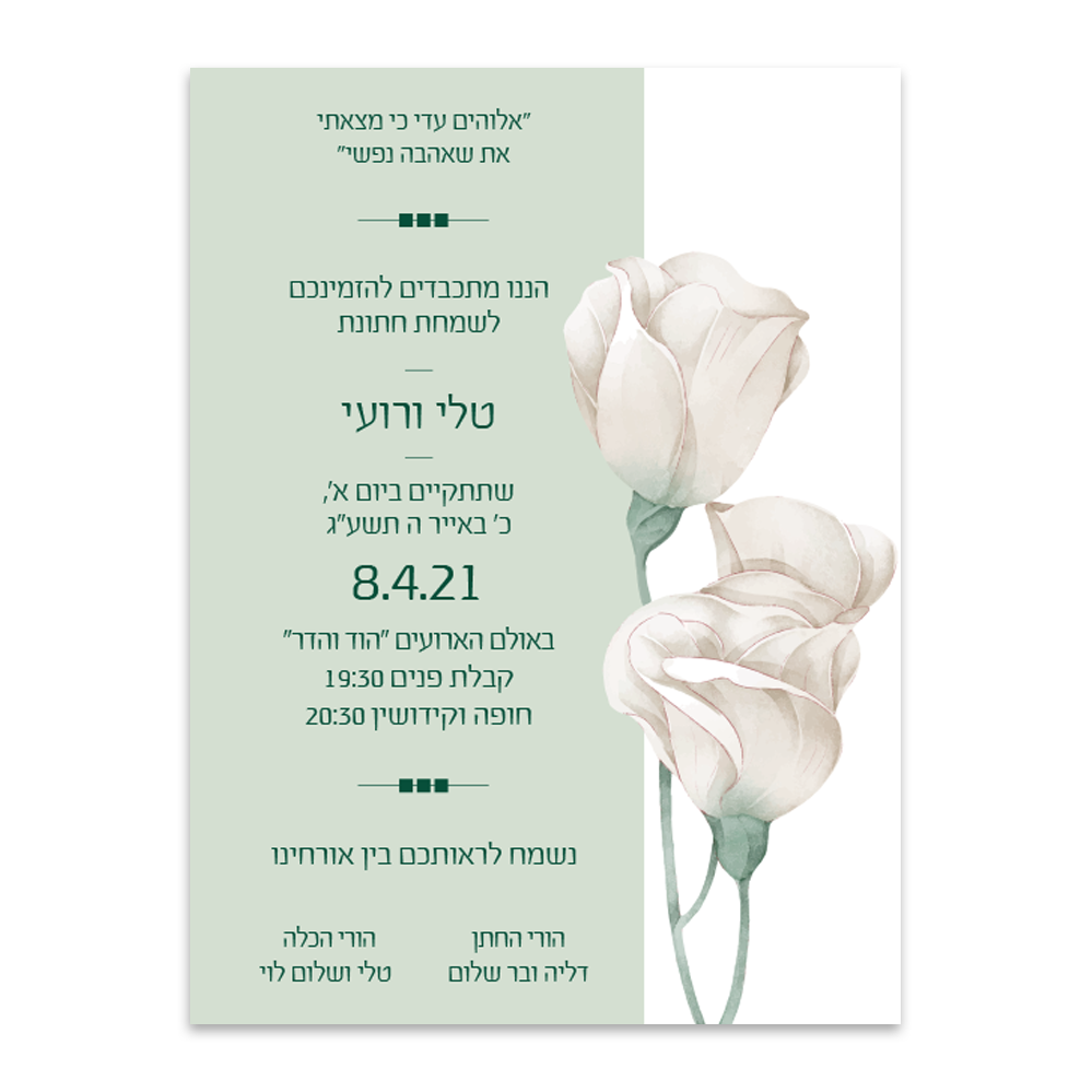 הזמנה לחתונה אייסברג - מלכיט - לבחור, לעצב, להדפיס