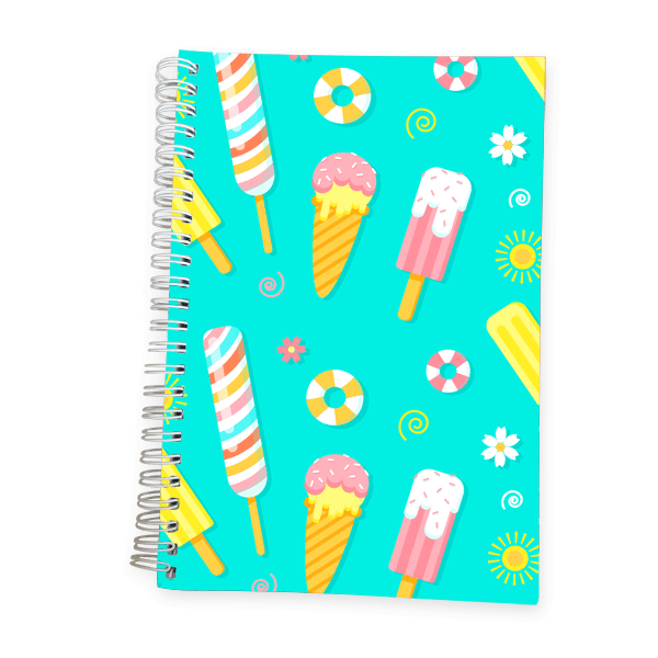 מחברת בית ספר מעוצבת בסגנון תות בננה - מלכיט - לבחור, לעצב, להדפיס