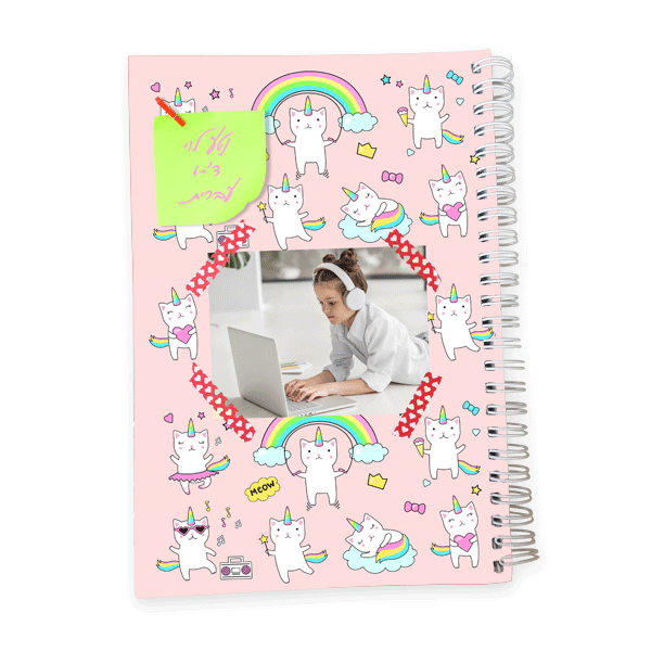 מחברת בית ספר מעוצבת בסגנון קשת בענן - מלכיט - לבחור, לעצב, להדפיס