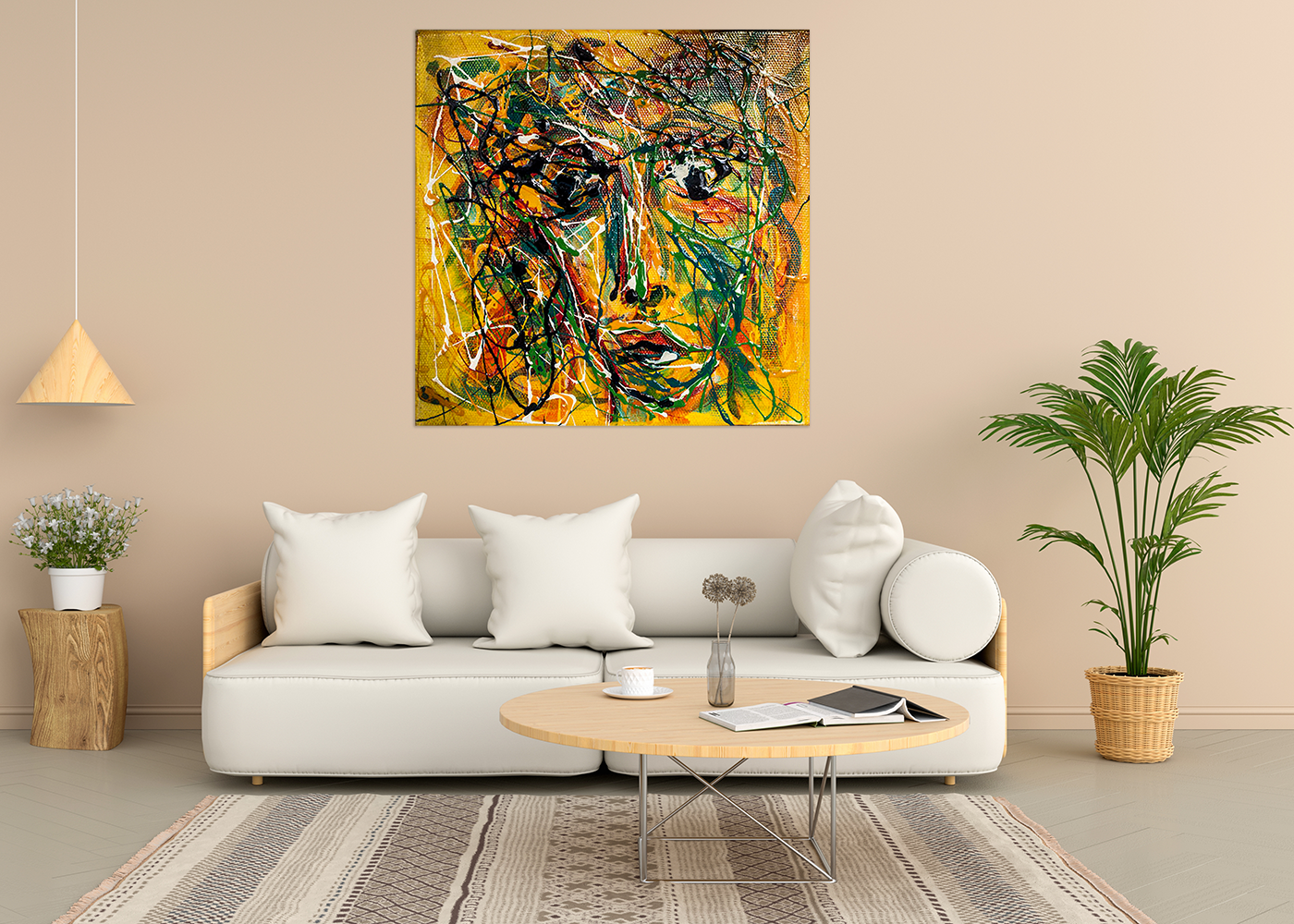 תמונת שמן על קנבס שיער של בוקר 90X90 - מלכיט - לבחור, לעצב, להדפיס