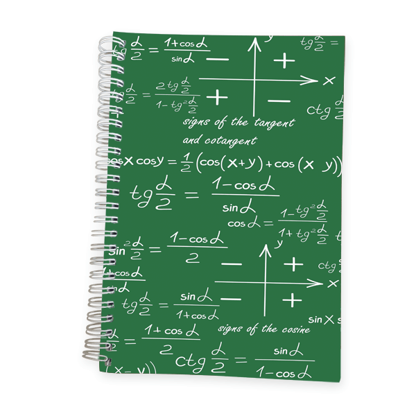 מחברת בית ספר מעוצבת בסגנון גאון מתמטיקה - מלכיט - לבחור, לעצב, להדפיס
