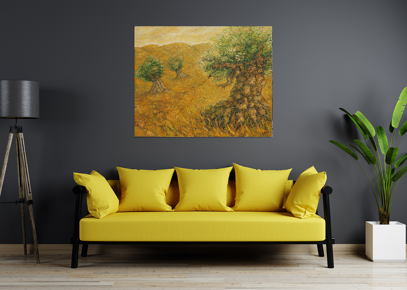 תמונת שמן על קנבס עצים בסתיו - מלכיט - לבחור, לעצב, להדפיס