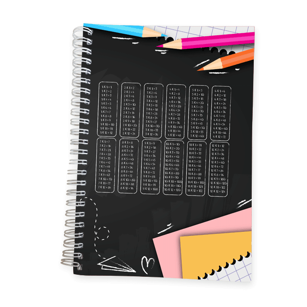 מחברת בית ספר מעוצבת בסגנון עפרונות צבעוניים - מלכיט - לבחור, לעצב, להדפיס