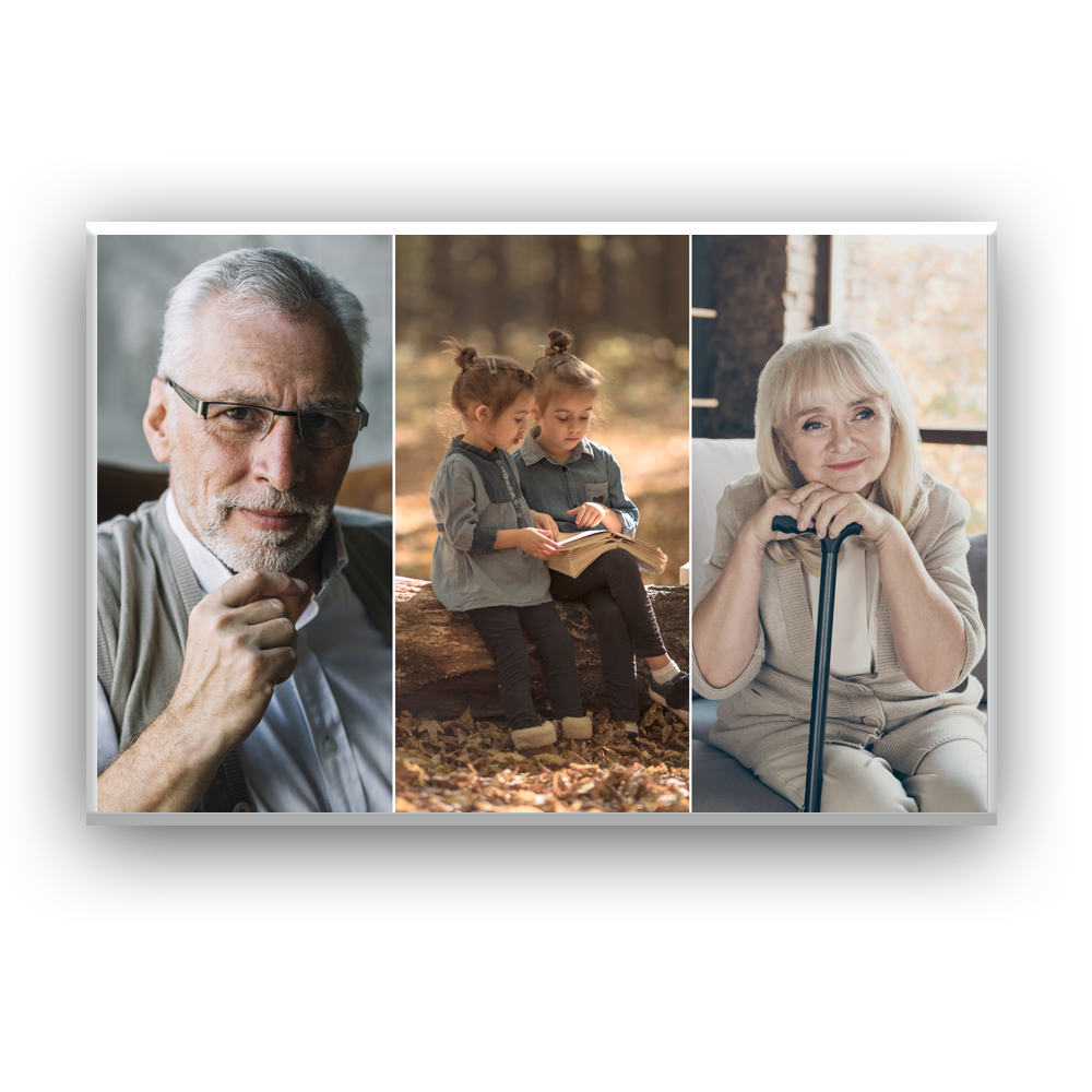 קולאז תמונות על קנבס מלבן שוכב 3 תמונות - מלכיט - לבחור, לעצב, להדפיס