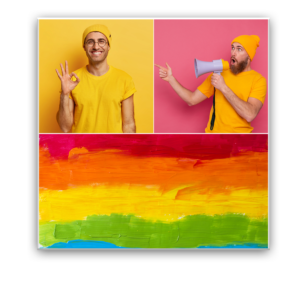 קולאז תמונות על קנבס 2 ריבועים ומלבן תחתון - מלכיט - לבחור, לעצב, להדפיס